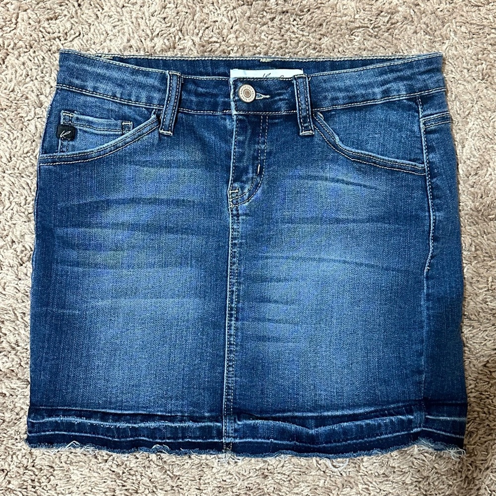 Blue Acid Wash Distressed Jean Skirt